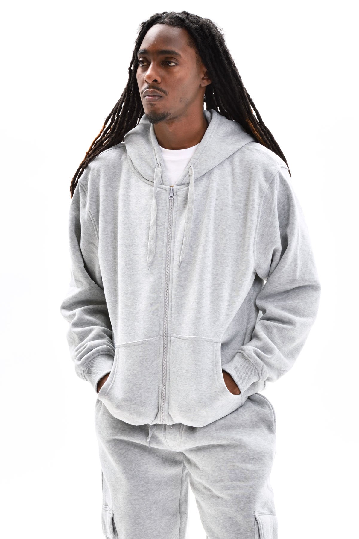 Basic Essential Zip Down Hoodie - Heather Grey – TRACK 23